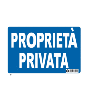 CARTELLO PVC 30X20 PROPRIETA' PRIVATA BASE BLU