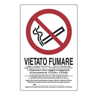 CARTELLO PVC 30X20 VIETATO FUMARE